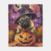 Couverture Polaire Éffrayant Carlin Chien Halloween Sorcière Et Citro (Devant)