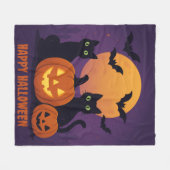 Couverture Polaire Éffrayant Cute Halloween Chats noirs et Citrouille (Devant (Horizontal))
