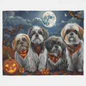 Couverture Polaire Éffrayant d'Halloween Malti Tzu (Devant (Horizontal))