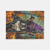 Couverture Polaire Éffrayant Français Bulldog Halloween sorcière et C (Devant (Horizontal))