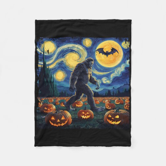 Couverture Polaire Éffrayant Halloween Bigfoot Starry Nuit Van Gogh (Devant)
