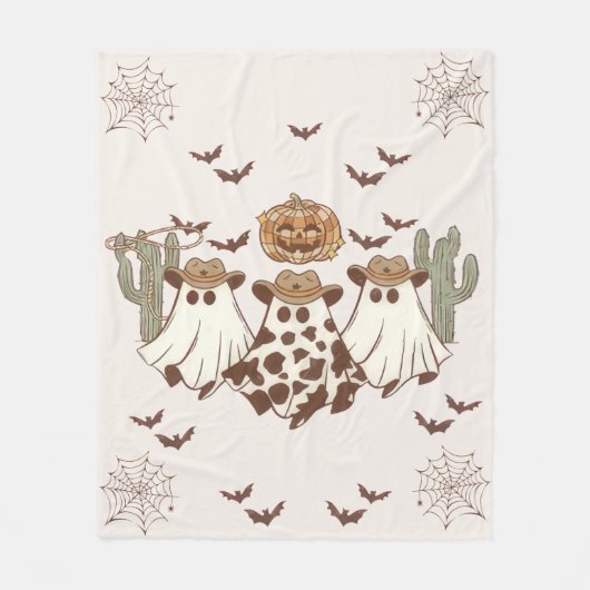 Couverture Polaire Éffrayant Halloween Cuctus fête d'anniversaire (Devant)