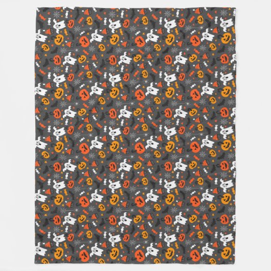 Couverture Polaire Éffrayant Halloween Motif Fleece Blanche (Devant)