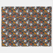 Couverture Polaire Éffrayant Halloween Motif Fleece Blanche (Devant (Horizontal))