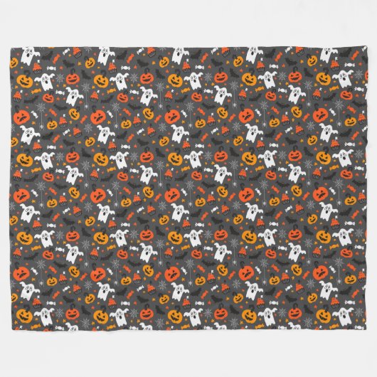 Couverture Polaire Éffrayant Halloween Motif Fleece Blanche (Devant (Horizontal))