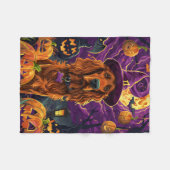 Couverture Polaire Éffrayant Irish Red Setter Citrouille de sorcière  (Devant (Horizontal))