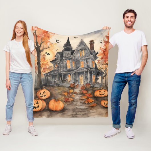 Couverture Polaire Éffrayant Old House AI généré (En situation)