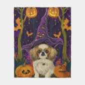 Couverture Polaire Éffrayant Pekingese Chien Halloween sorcière et Ci (Devant)