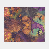 Couverture Polaire Éffrayant Poodle Chien Halloween sorcière et Citro (Devant (Horizontal))