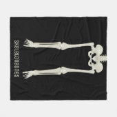 Couverture Polaire Éffrayant Skeleton Fun Halloween noir polaire Blan (Devant (Horizontal))