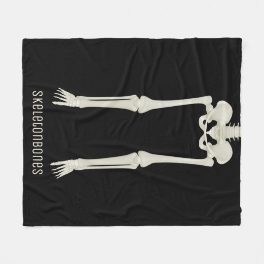 Couverture Polaire Éffrayant Skeleton Fun Halloween noir polaire Blan (Devant (Horizontal))