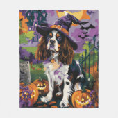 Couverture Polaire Éffrayant Springer Spaniel Halloween Witch Citroui (Devant)