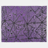 Couverture Polaire Éffrayante Halloween Spider Webs sur violet (Devant (Horizontal))