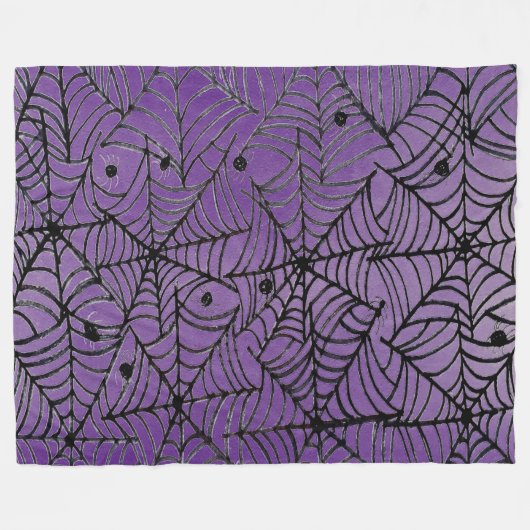 Couverture Polaire Éffrayante Halloween Spider Webs sur violet (Devant (Horizontal))