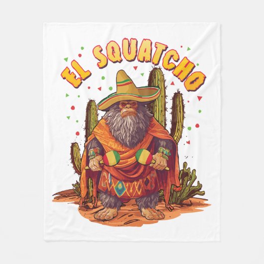 Couverture Polaire El Squatcho Bigfoot avec Maraca, Sombrero et Ponc (Devant)
