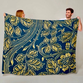 Couverture Polaire Élégance Fleur Dorée Plaid en Laine Polaire