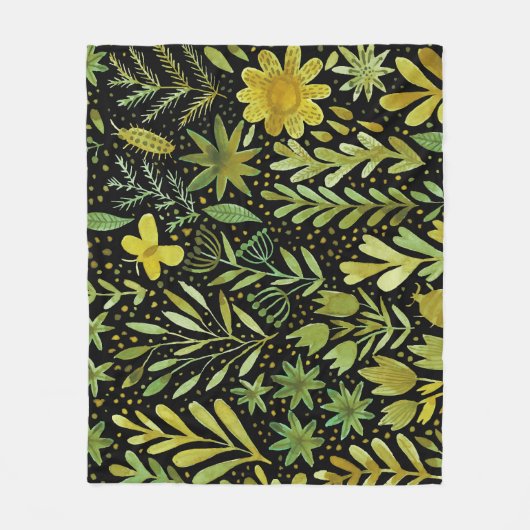 Couverture Polaire Élégance florale : Motif d'aquarelle Vintage (Devant)