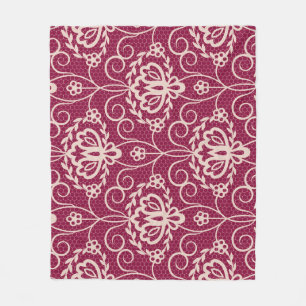 Couverture Polaire Élégance florale : Motif de dentelle rouge