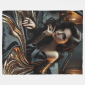 Couverture Polaire Elégance gothique enchantée - Noir & Or Luxueux (Devant (Horizontal))