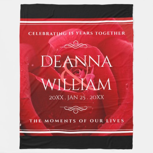 Couverture Polaire Élégant 15e 26e 36e anniversaire de Mariage Rose (Devant)