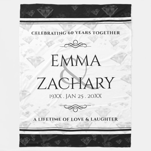 Couverture Polaire Élégant 60ème 75ème anniversaire de Mariage de dia (Devant)