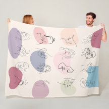Elégant Abstrait Woman Line Art Fleece Blanket