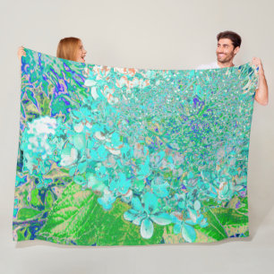 Couverture Polaire Elegant Aqua et Vert Limelight Hydrangea Détail