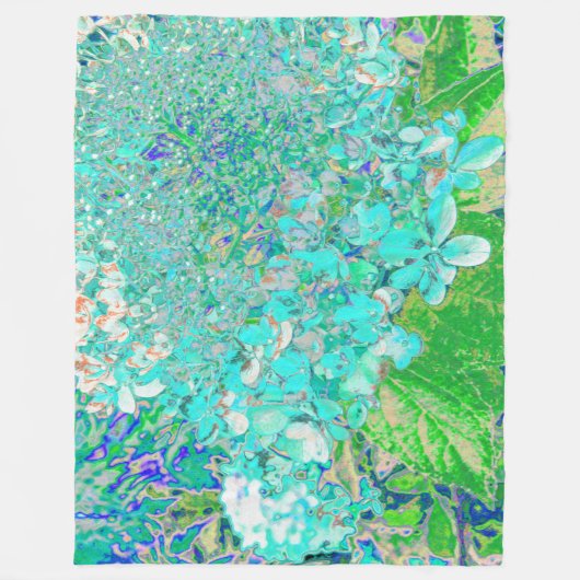 Couverture Polaire Elegant Aqua et Vert Limelight Hydrangea Détail (Devant)