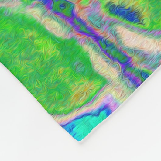 Couverture Polaire Elegant Aqua et Vert Limelight Hydrangea Détail (Coin)