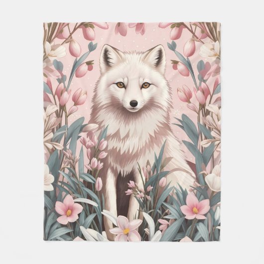 Couverture Polaire Elegant Arctic Fox Pink Floral (Devant)