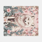 Couverture Polaire Elegant Arctic Fox Pink Floral (Devant (Horizontal))