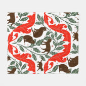 Couverture Polaire Elégant Art Nouveau Bleu Chat-Whimsical Noir (Devant (Horizontal))