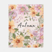 Couverture Polaire Élégant automne Floral et script rose vert (Devant)