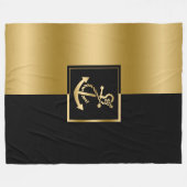Couverture Polaire Elégant Bateau Noir & Or Ancre Design moderne (Devant (Horizontal))