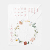 Couverture Polaire Élégant bébé Jalon rose Aquarelle Floral (Devant)