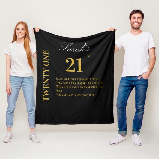 Couverture Polaire Elégant Black and Gold Soixante-21e Anniversaire S (En situation)