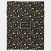 Couverture Polaire Elegant black and gold watercolor monogram throw (Devant)