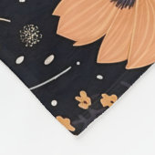 Couverture Polaire Elegant Black and Peach Boho Floral (Coin)