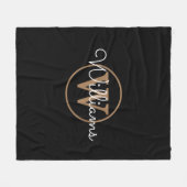 Couverture Polaire Elegant Black Gold Monogram Script Name (Devant (Horizontal))
