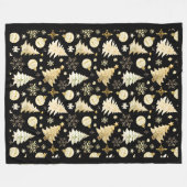 Couverture Polaire Élégant Black Gold Snowflakes Christmas Tree Balls (Devant (Horizontal))