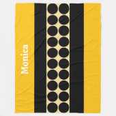 Couverture Polaire Elegant black & yellowpolka dots monogram name (Devant)