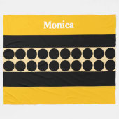 Couverture Polaire Elegant black & yellowpolka dots monogram name (Devant (Horizontal))
