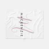 Couverture Polaire Élégant blanc blanc blanc clair rose Script Monogr (Devant (Horizontal))