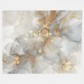 Couverture Polaire Elégant blanc et encre d'or Art Abstrait (Devant (Horizontal))