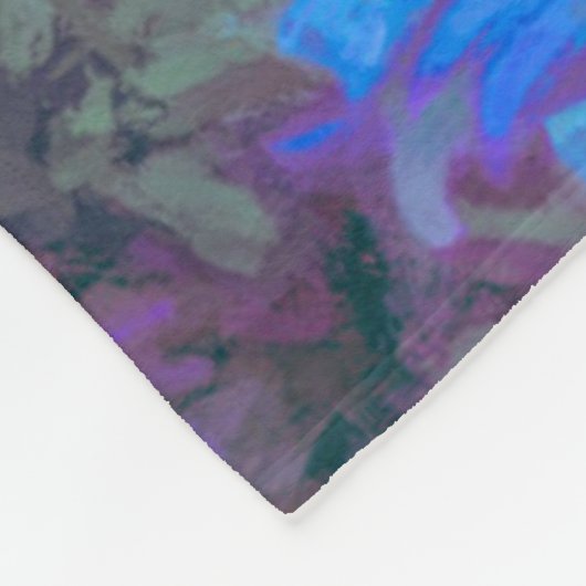 Couverture Polaire Elégant bleu blanc Fleurs Aquarelle (Coin)