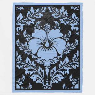 Couverture Polaire Elégant bleu et noir damassé élégant