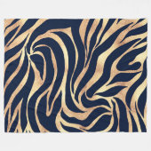Couverture Polaire Elégant bleu marine Gold Zebra Imprimer (Devant (Horizontal))