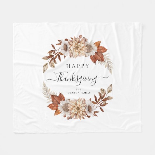 Couverture Polaire Elégant Bon thanksgiving de feuilles d'automne (Devant (Horizontal))