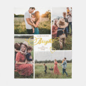 Couverture Polaire Elégant Bright Gold Christmas Four Photo Collage (Devant)
