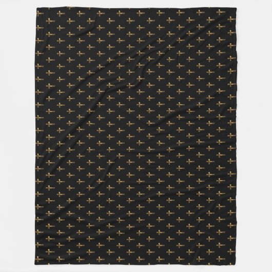 Couverture Polaire Elégant Brown Gold Look Cross Motif noir (Devant)